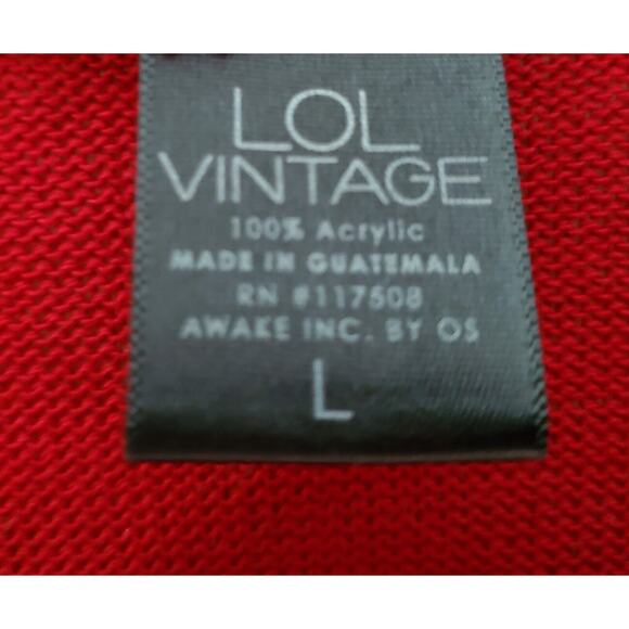 LOL VINTAGE Women L Sweater OCD Obsessive Christmas Disorder Red Green Bust 38" - Picture 3 of 6